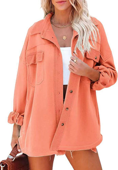 Damen Oversized-Hemdjacke mit Taschen und modernem Schnitt Norvielle