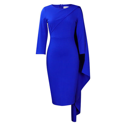Damen Midikleid Asymmetrisch Langarm Norvielle