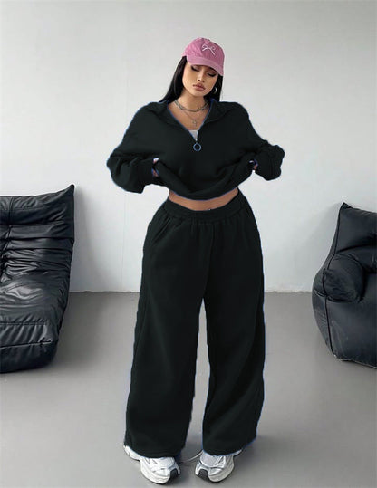 Damen Sportliches Hoodie und Sweathosen Set Baumwolle