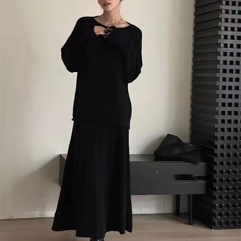 Damen Off-Shoulder Strickkleid Lässig Fließender Schnitt Norvielle