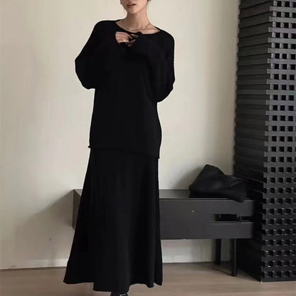 Damen Off-Shoulder Strickkleid Lässig Fließender Schnitt Norvielle