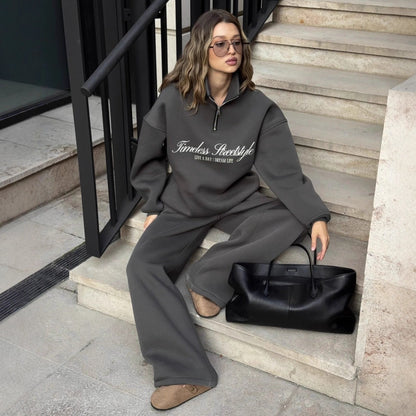 Damen Oversized Pullover Halbärmel Mit Reißverschluss Beige