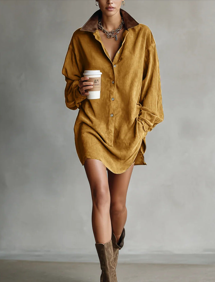 Damen Hemdblusenkleid mit Kragen Zeitgemäßer Schnitt