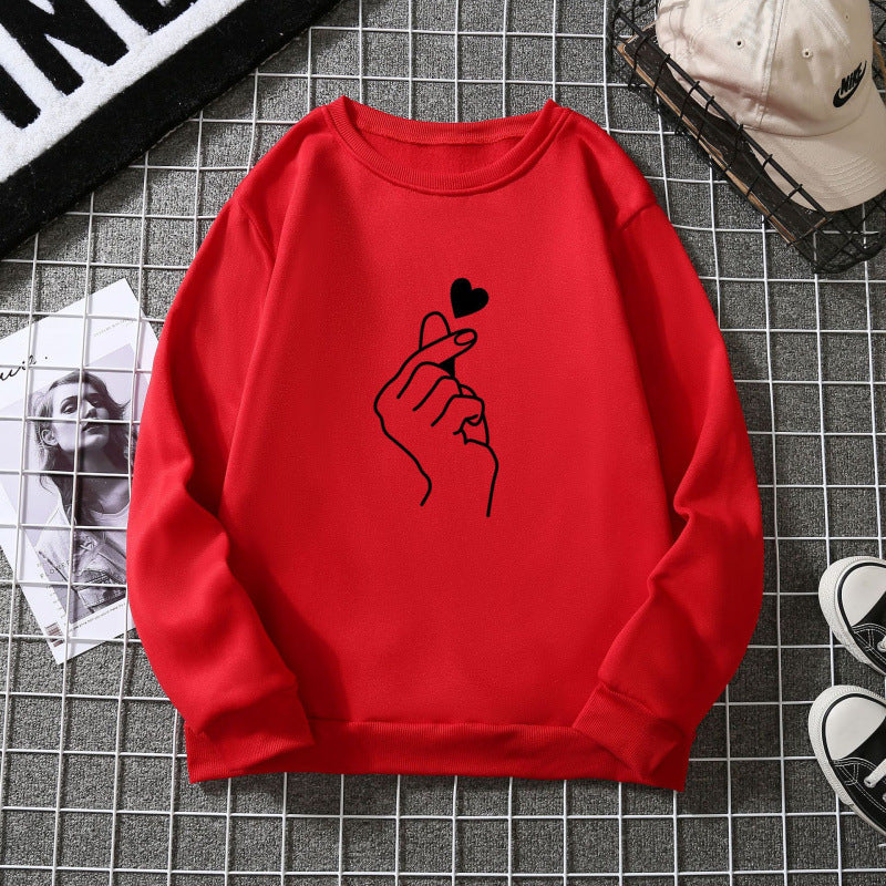 Damen Sweatshirt Weiches Innenfutter Handzeichen-Motiv Norvielle
