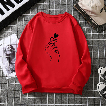 Damen Sweatshirt Weiches Innenfutter Handzeichen-Motiv Norvielle