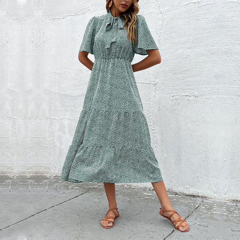 Damen Kleid Kurzärmelig Rüschen Design Norvielle