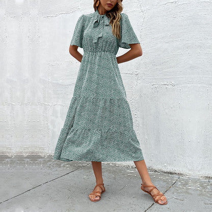 Damen Kleid Kurzärmelig Rüschen Design Norvielle