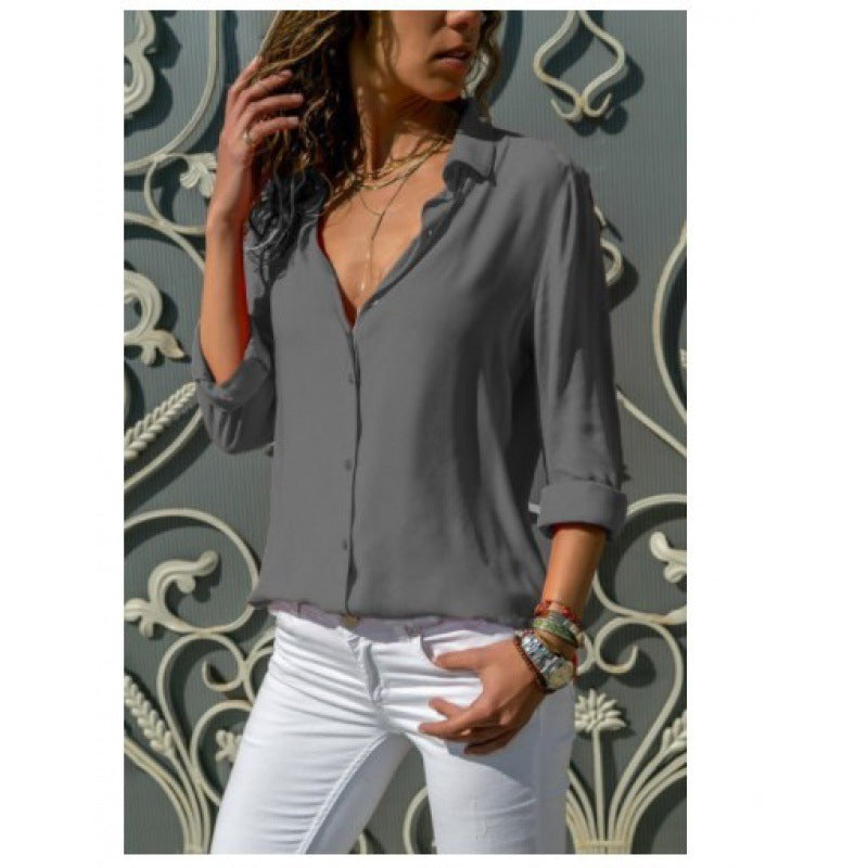 Damen Bluse Lockere Moderner Schnitt Knopfdetails