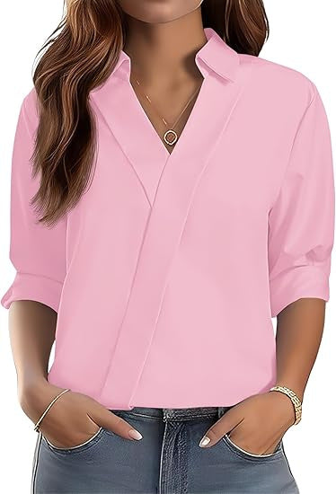 Damen Bluse V-Ausschnitt Strukturiertes Design Norvielle