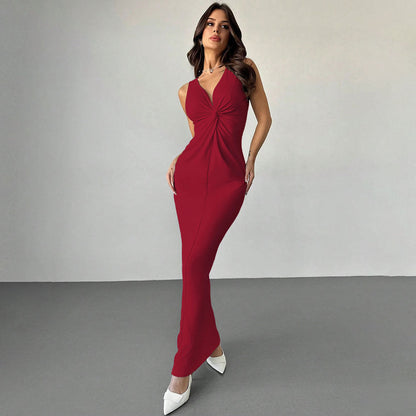 Damen Maxikleid Wickel-Design U-Boot-Ausschnitt Norvielle - Norvielle