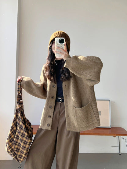 Damen Grobstrickjacke Norvielle mit Knöpfen und Taschen