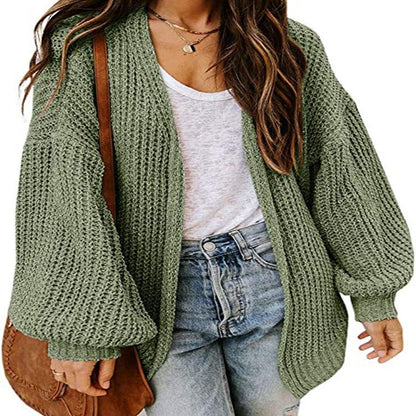 Damen Grobstrick-Pullover Voluminöse Ärmel Lässiger Schnitt