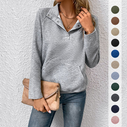 Damen Kapuzenpullover Strukturiert Kängurutasche Beige - Norvielle