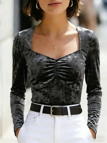 Damen Elegantes Langarmshirt mit Raffung Norvielle