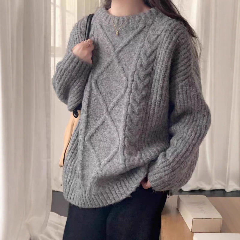 Damen Oversized Pullover Feinstrick Beige Norvielle