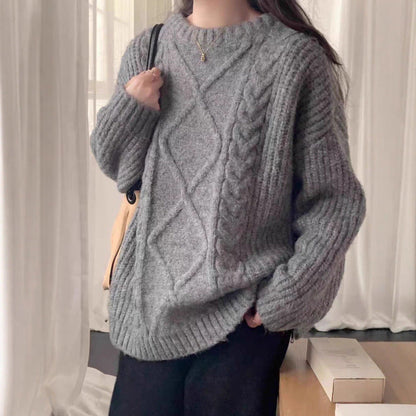 Damen Oversized Pullover Feinstrick Beige Norvielle