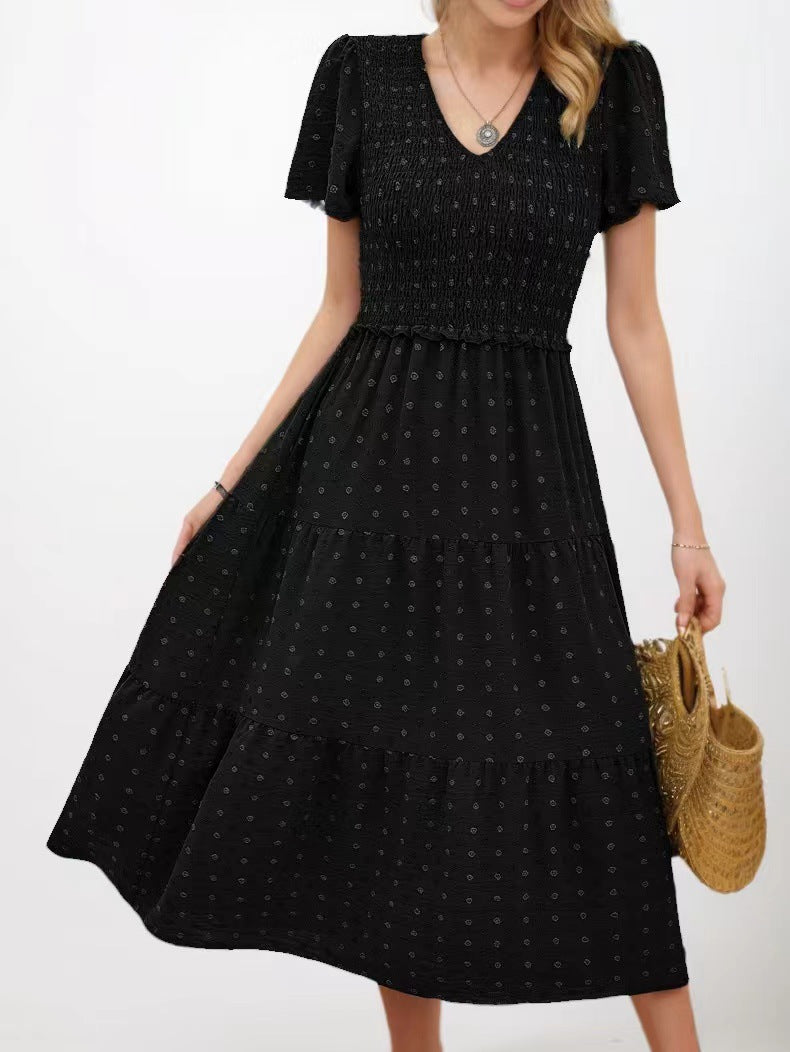 Damen Midi-Kleid Elastisch Rüschen Norvielle