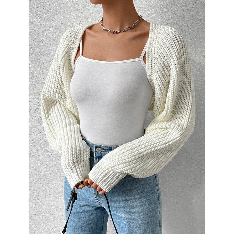 Damen Strickjacke Weite Ärmel Struktur Norvielle