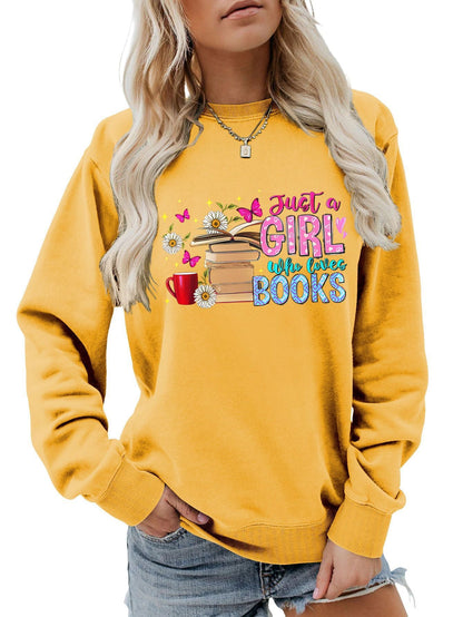 Damen Sweatshirt Buchmotiv Lässig Norvielle