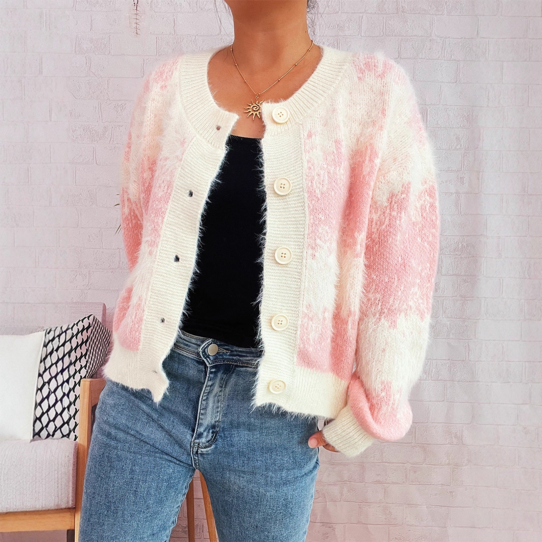 Damen Strickjacke Farbenfrohes Muster Norvielle - Norvielle