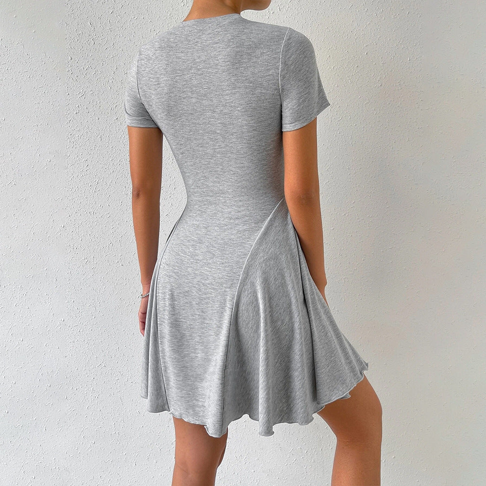 Damen Sommerkleid Rundhalsausschnitt Schwingrock Leicht Norvielle