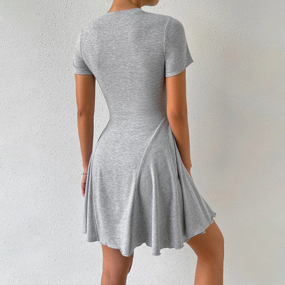 Damen Sommerkleid Rundhalsausschnitt Schwingrock Leicht Norvielle