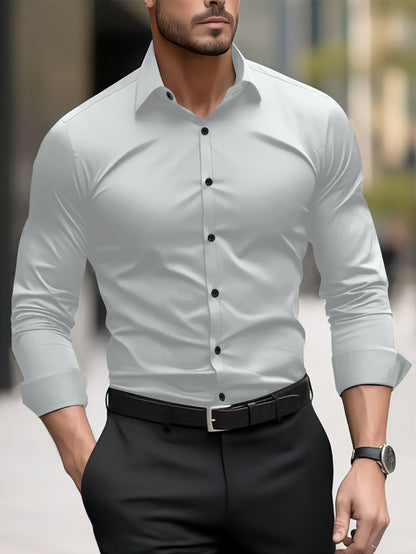Herren Slim-Fit Langarmhemd Moderner Schnitt Elegantes Design