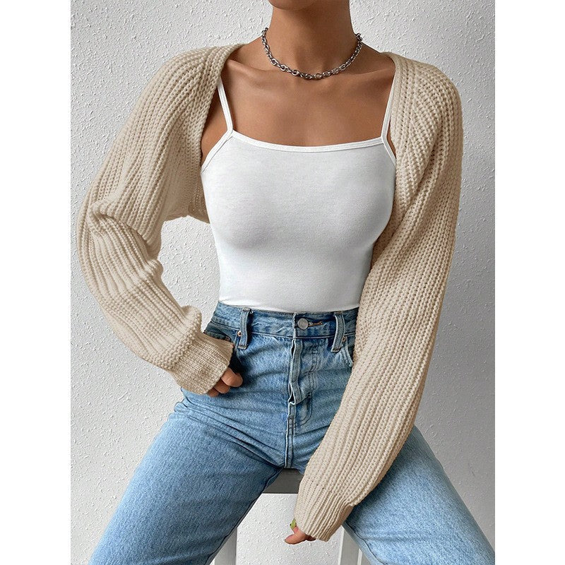 Damen Strickjacke Weite Ärmel Struktur Norvielle