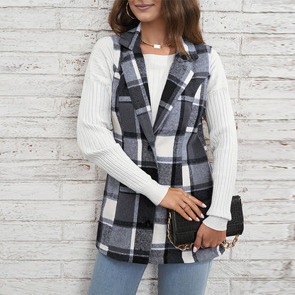 Damen Karoveste Slim Fit mit Taschen Norvielle