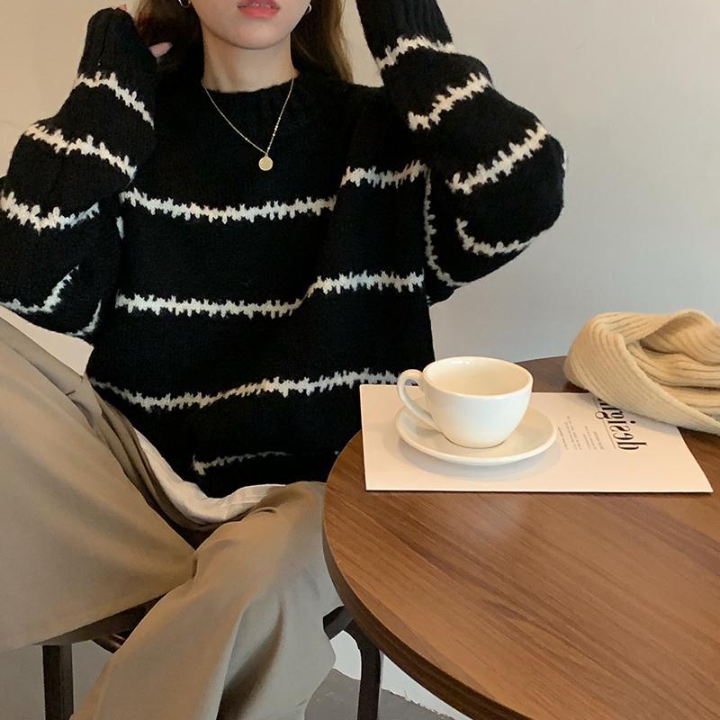 Damen Oversized Pullover Gestreift Weich Norvielle