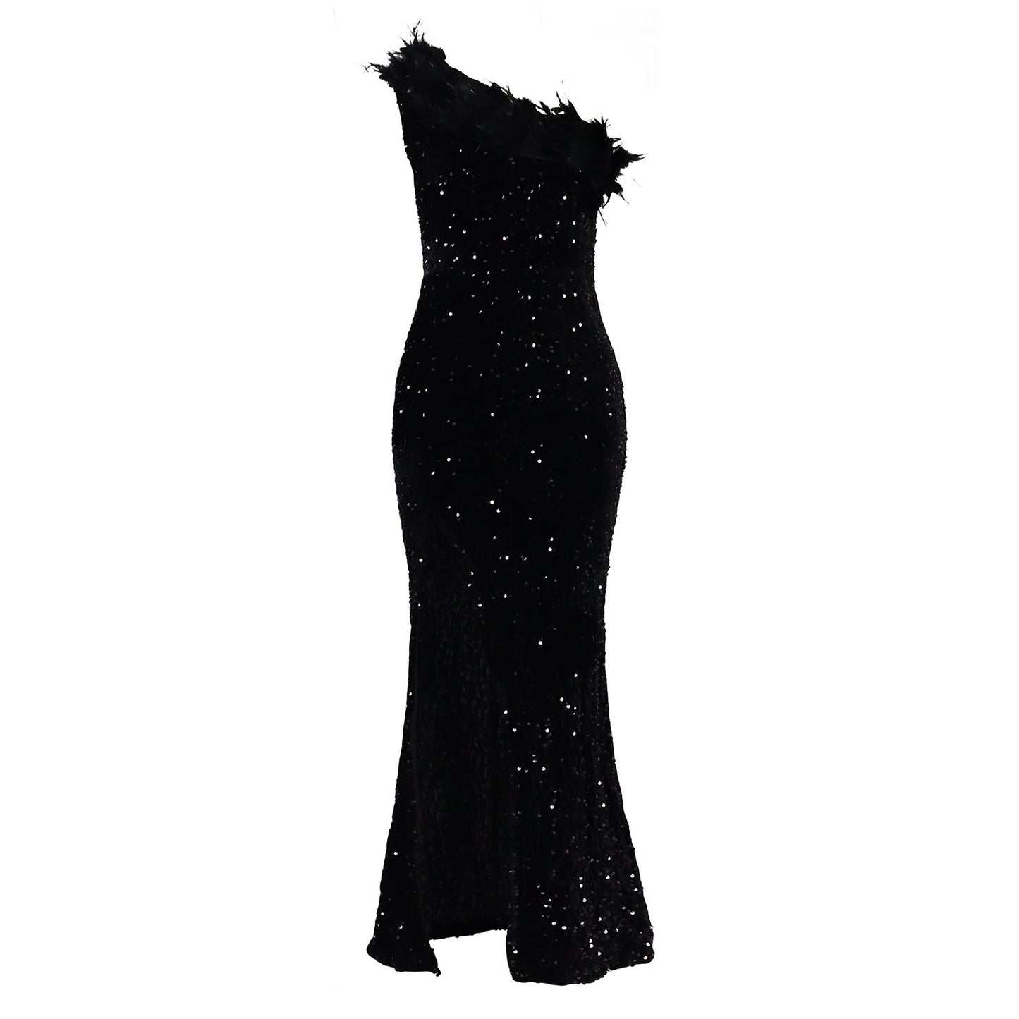 Damen Abendkleid Glitzernd Asymmetrisch Pailletten Norvielle