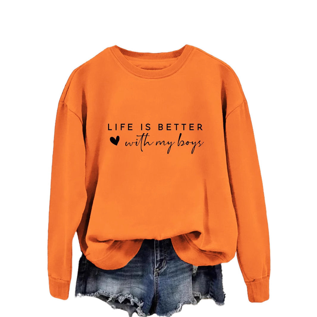 Damen Rundhals-Sweater mit Aufdruck Norvielle