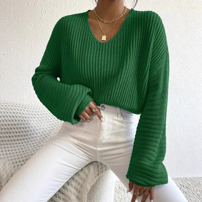 Damen Strickpullover Luftig V-Ausschnitt Länge Lang Ärmel Norvielle - Norvielle