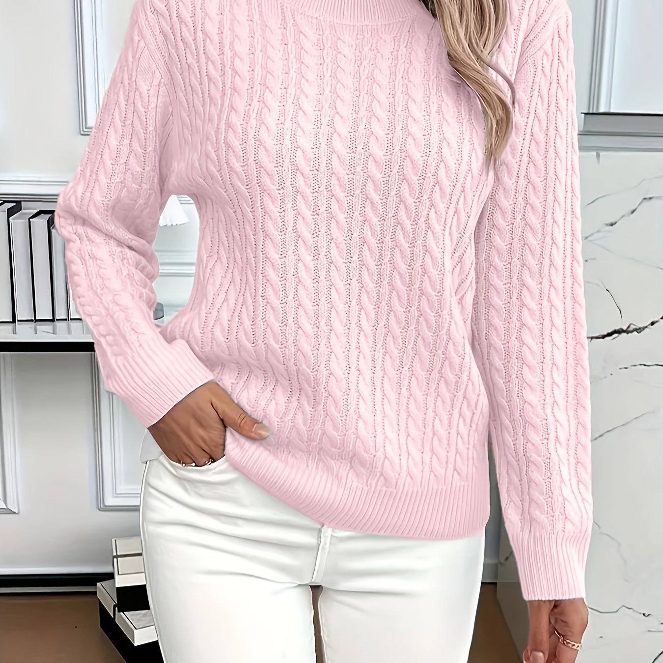 Damen Strickpullover Zopfdesign Norvielle