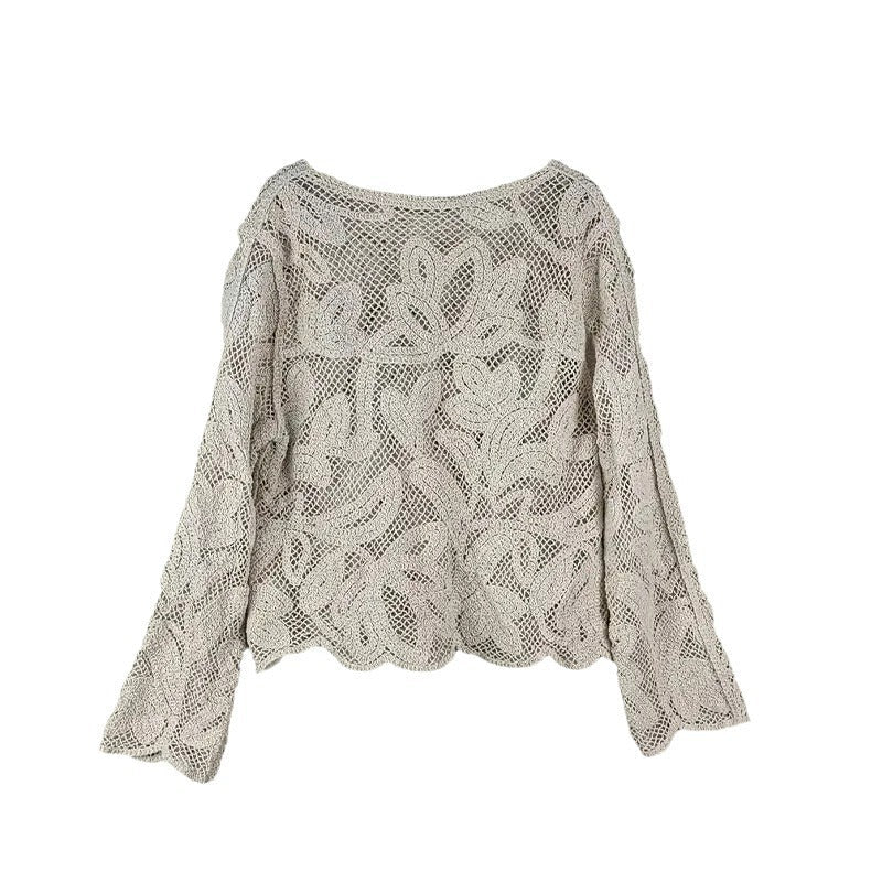 Damen Strickjacke Häkeloptik Norvielle