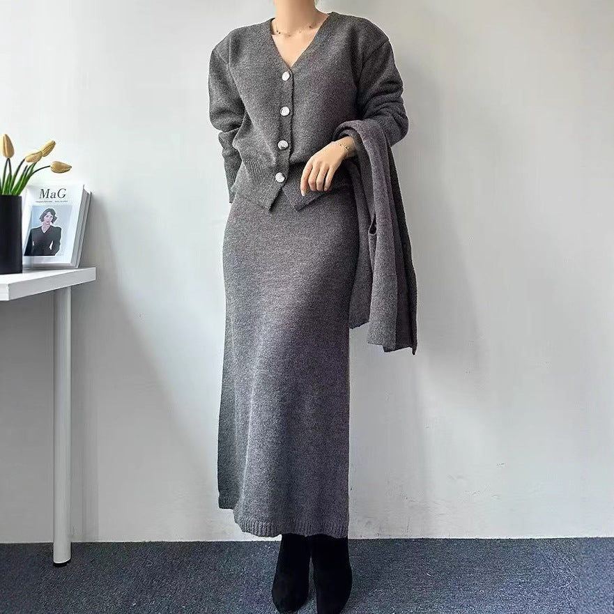 Damen Strickensemble Eleganter Kragen Norvielle