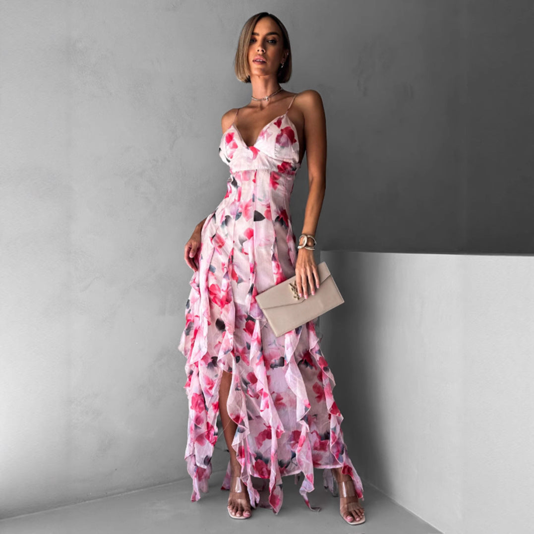 Damen Maxikleid Sommer Florale Prints Norvielle