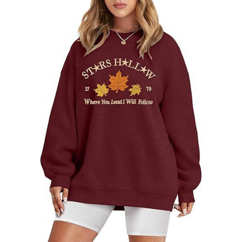 Damen Sweatshirt Weites Design Herbstmotiv Norvielle
