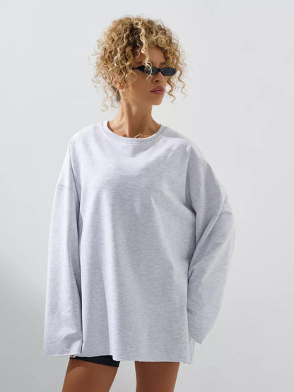 Damen Sweatshirt Übergroß Langärmlig Rundhalsausschnitt Norvielle