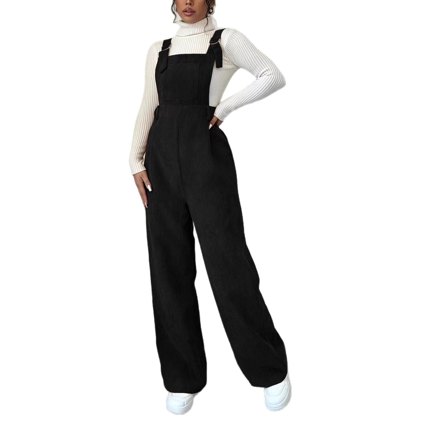 Damen Cord-Overall Lässig Geschnitten Beige