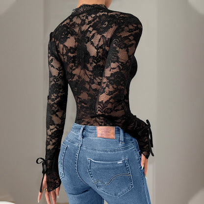 Damen Spitzenbody mit Schnürdetails