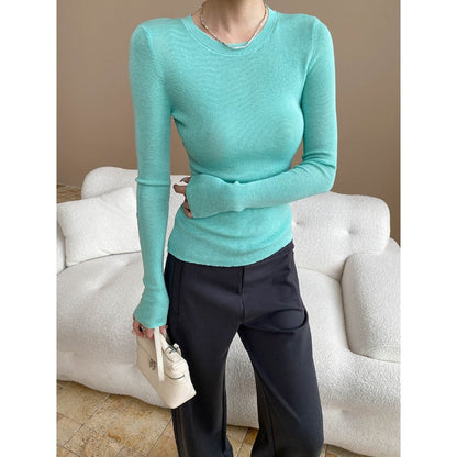 Damen Langarmshirt Rippstruktur Figurbetont