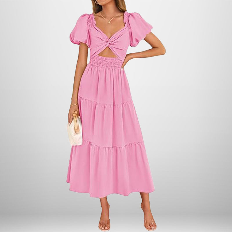 Damen Midi-Kleid Elastisch Floralmuster Norvielle - Norvielle