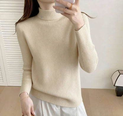 Damen Rippenpullover Stehkragen Norvielle