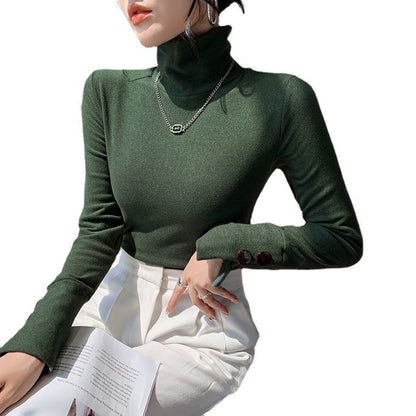 Damen Langarm-Turtleneck Rippmaterial Fein