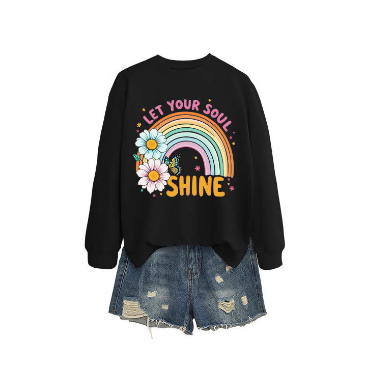 Damen Sweatshirt Bunt Floralmuster Baumwolle