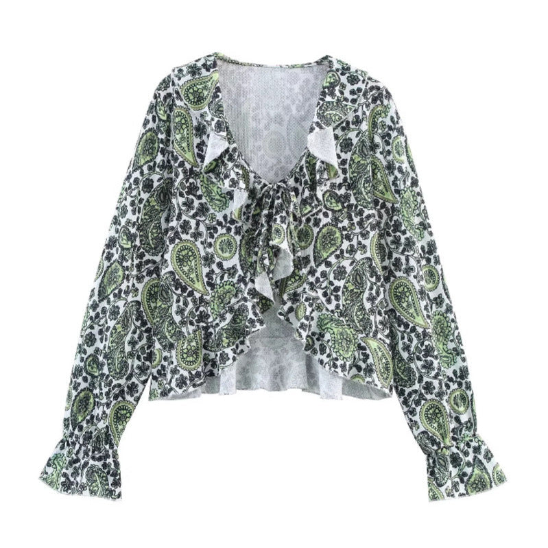 Damen Bluse Rüschen Blume Rosa