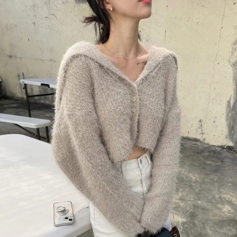 Damen Strickjacke Kapuze Norvielle