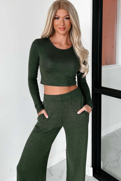 Damen Sweat Suit Set Cropped Oberteil Weite Hose Norvielle