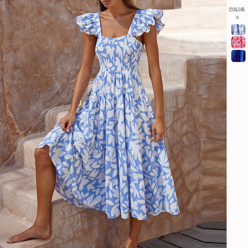 Damen Midi-Kleid aus Leichtem Stoff mit Volantärmeln und schwingendem - Norvielle